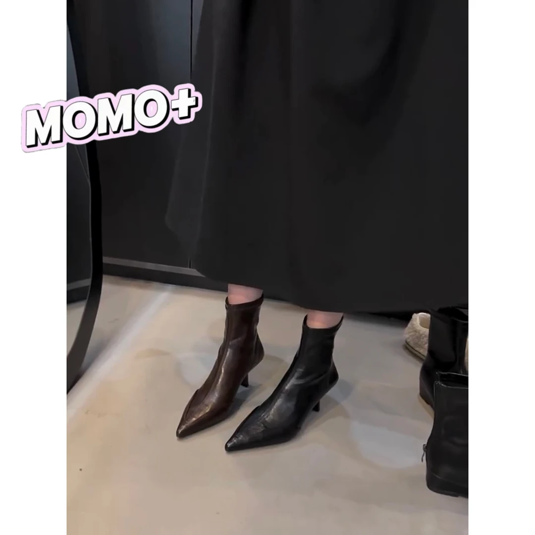 简约ins风-尖头气质女神高跟靴8188-32 尺码标准跟高6cm筒高14cm