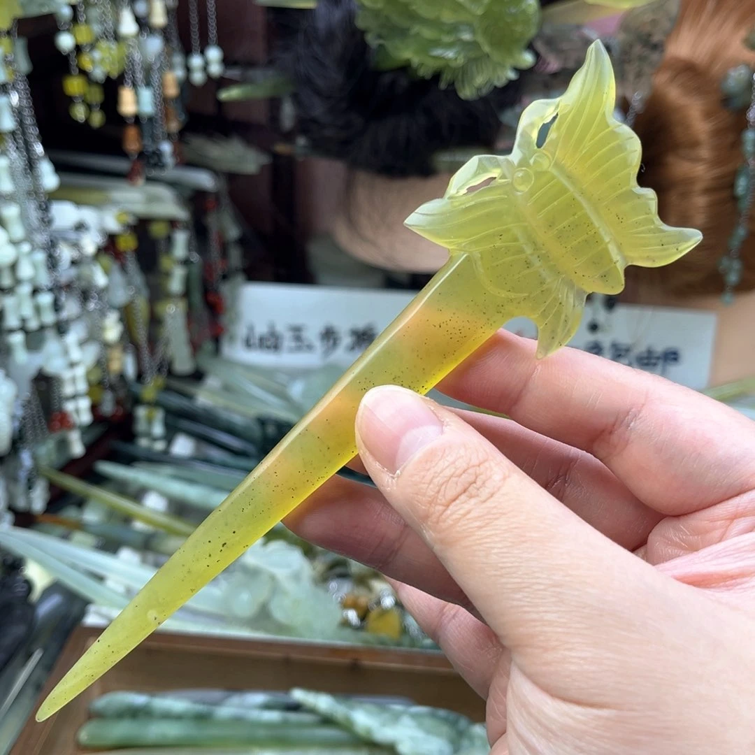 蛇纹石玉发饰未镶嵌默认微瑕岫玉发簪