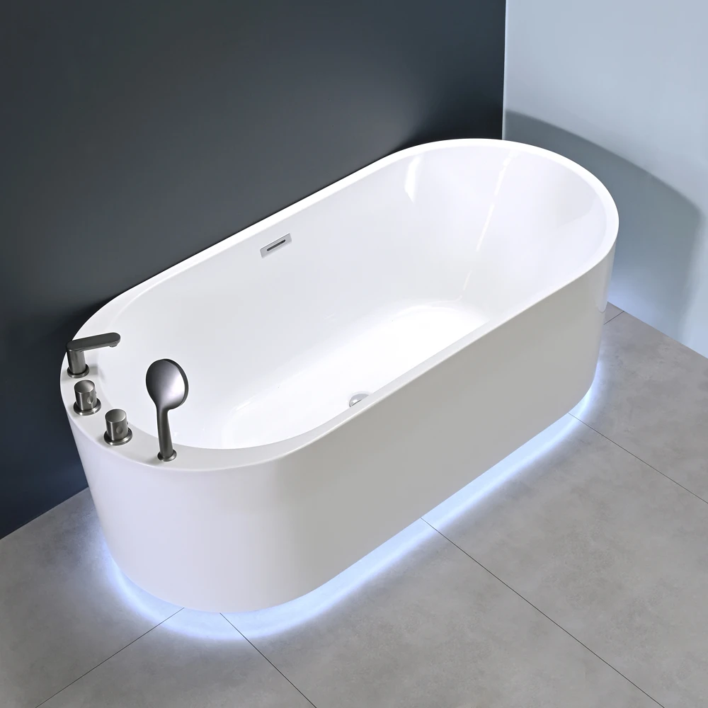 艾吉诺出口欧洲品质家用浴缸 成人 小户型情侣独立式椭圆双人浴缸