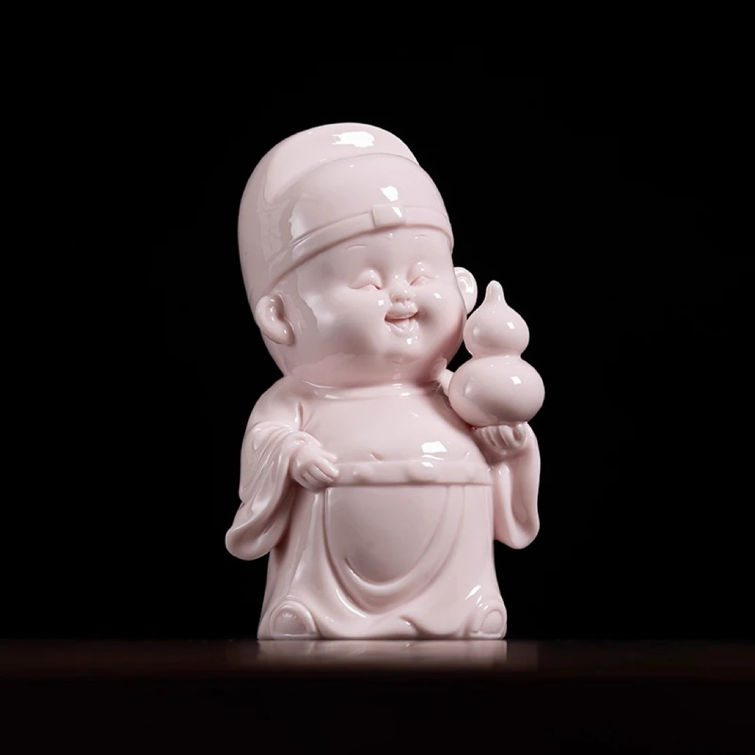 招财陶瓷葫芦福星摆件Q版家用客厅茶桌装饰品旺事业招财神礼品