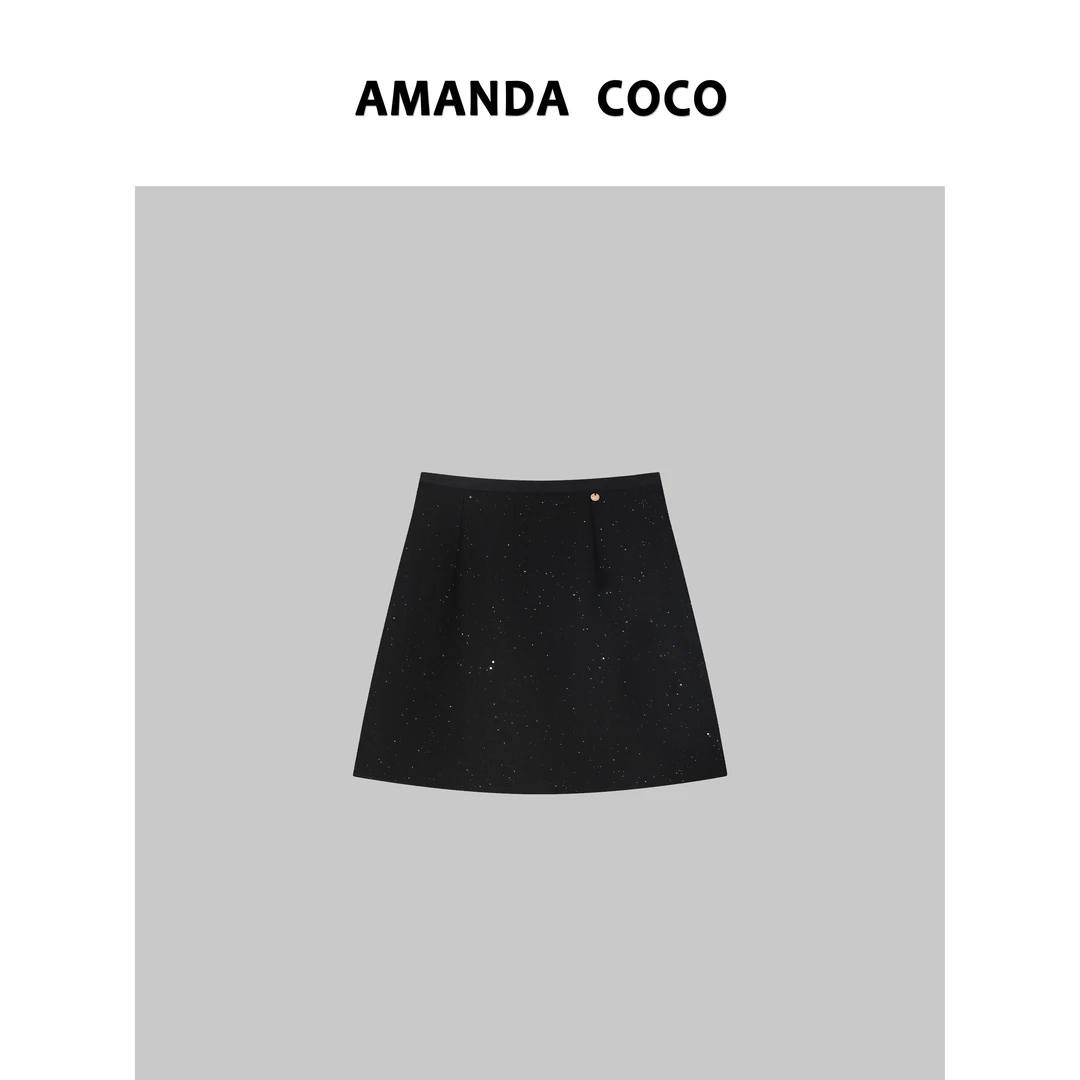 AMANDACOCO丨设计师款~气质撒银百搭显瘦A字裙