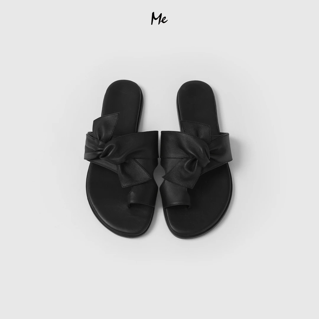 ME【小羊皮蝴蝶结凉拖】矜奢小羊皮立体蝴蝶结时尚真皮鞋子MESS5682