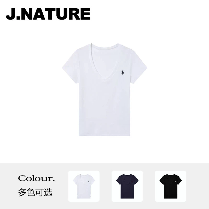 JUST NATURE ｜【拉夫订单】夏新品平纹针织经典款V领短袖T恤
