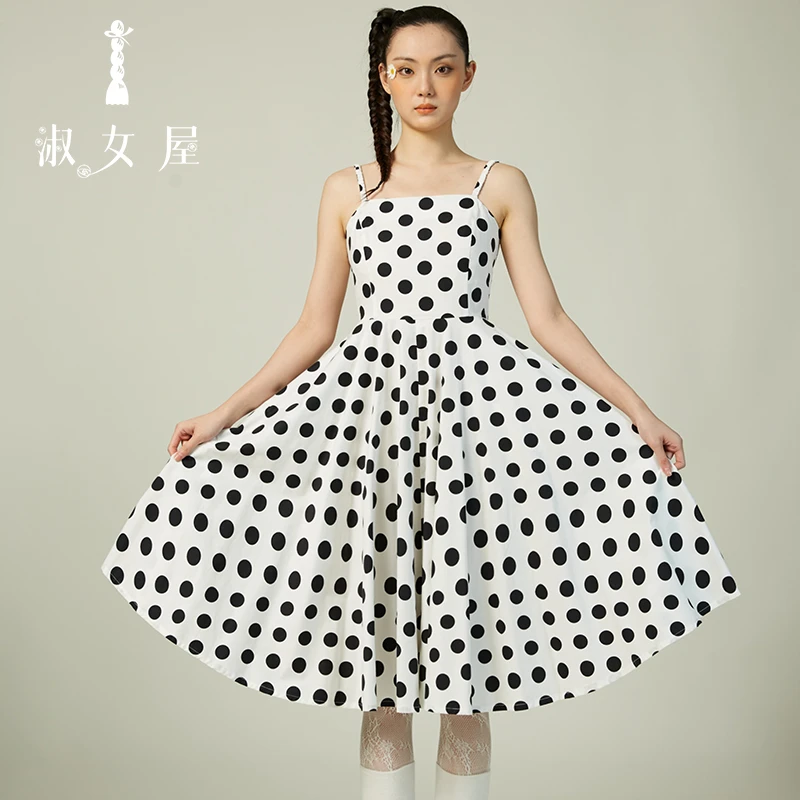 淑女屋官方旗舰店2025新品波尔卡圆点公主连衣裙3号
