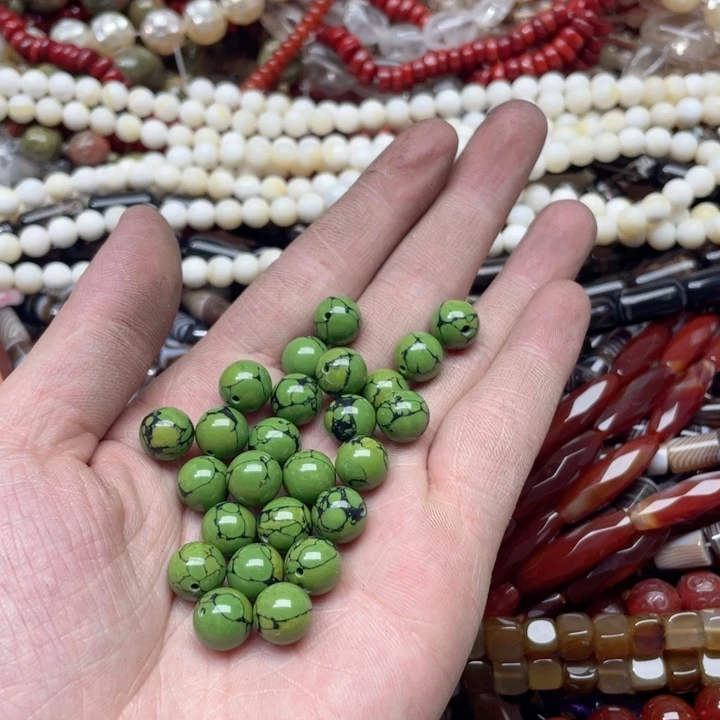 玛瑙/玉髓合金珠宝半成品25颗10mm乌兰花