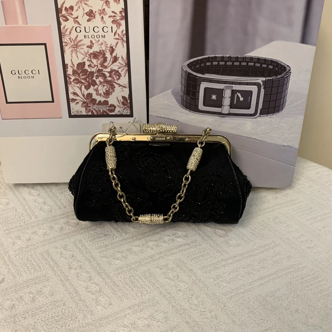 95新 GUCCI/古驰 钻扣竹节晚宴手提包