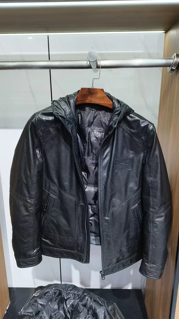 24-033男士真皮连帽外套