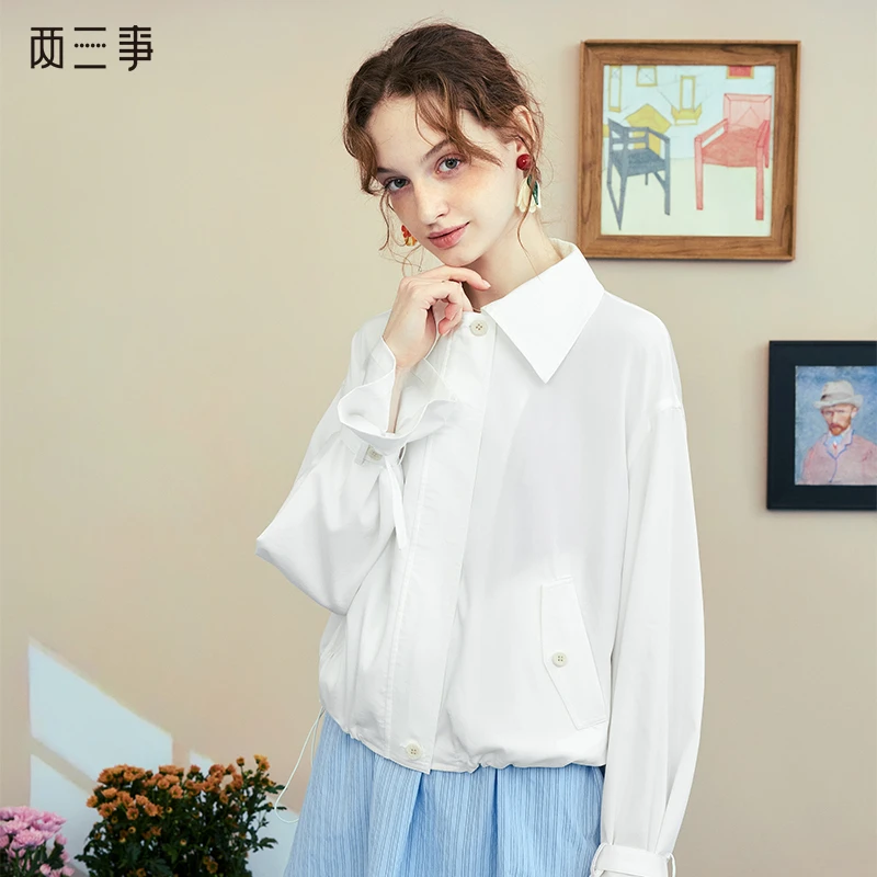 两三事 暮光未央2025新品夏季刺绣抽绳收腰防晒外套女