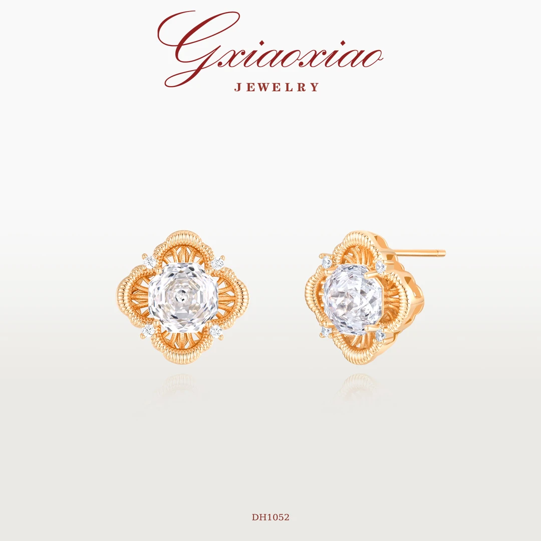 G XIAOXIAO 镀K金【星芒玫瑰】法式气质玫瑰切花瓣耳环 DH1052