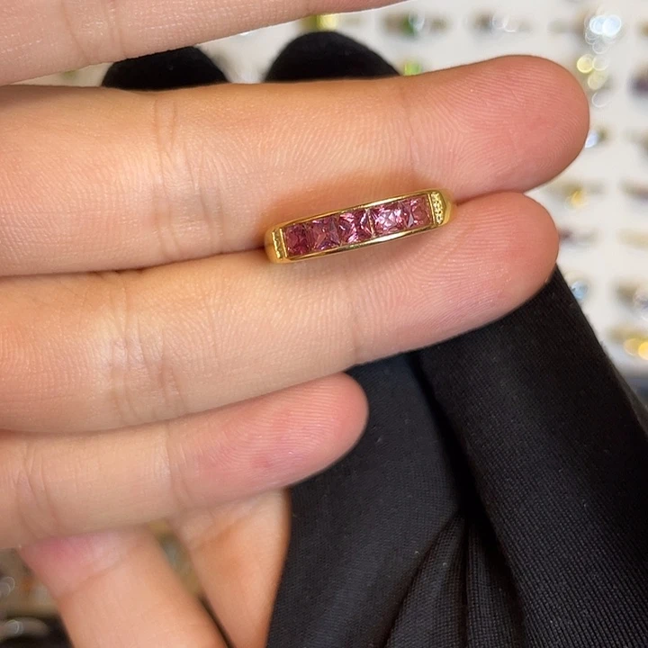石榴石戒指银S925镶嵌123