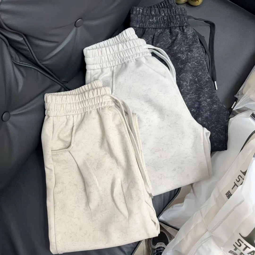 阿悄家 春季新款 扎染空气层捏褶阔腿裤#8053