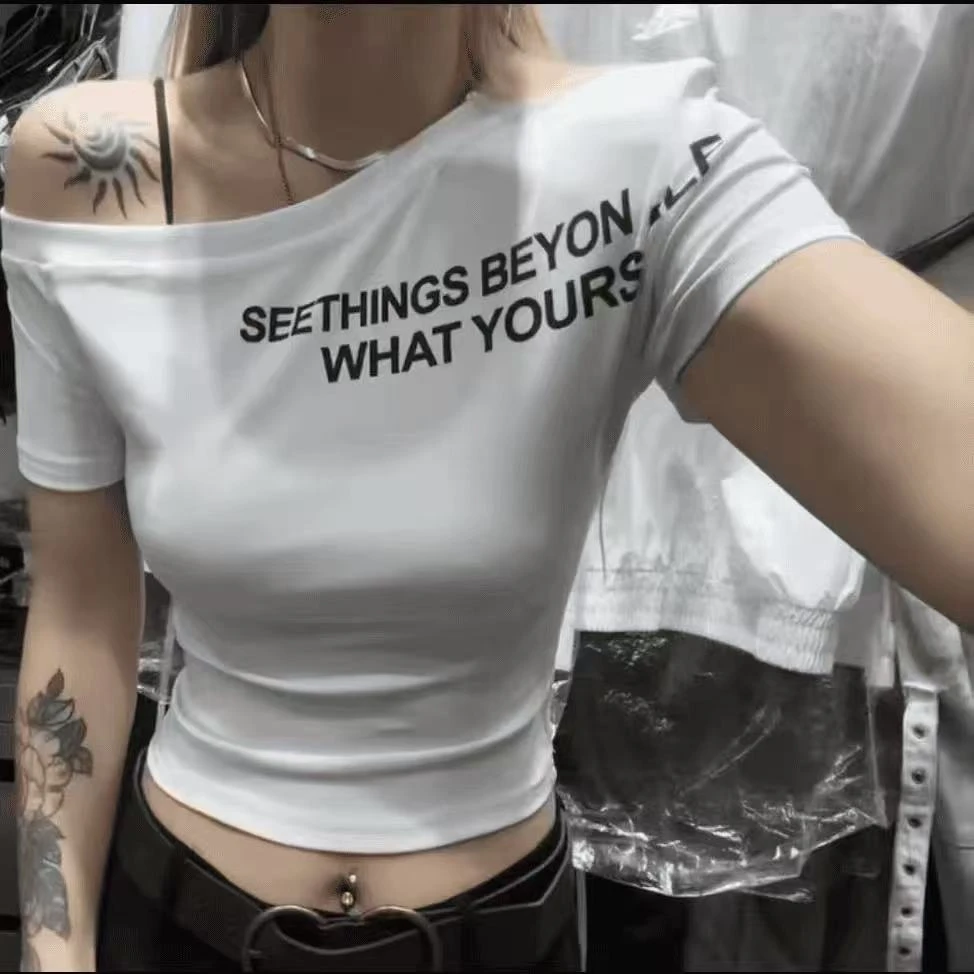 徐秋阳  斜肩密码2.0 夏季新款百搭时尚休闲显瘦短袖12852-88