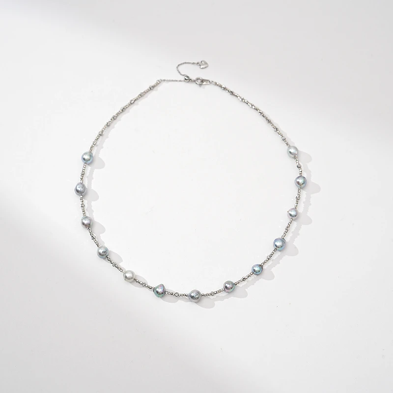 海水珍珠 真多麻微巴珍珠项链 7-8mm