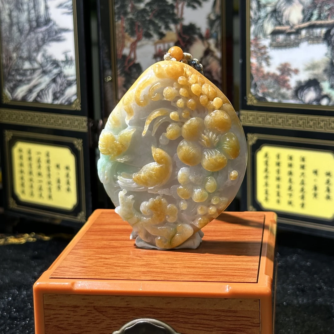 5213-天然翡翠-花鸟牌