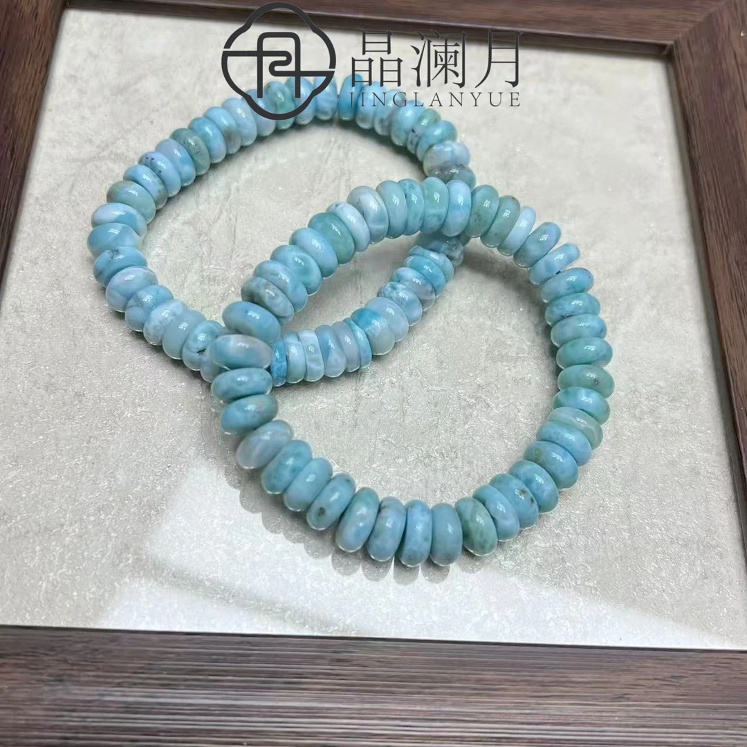 【晶澜月】M049天然海纹石 算盘珠单圈手串 多样性发其一