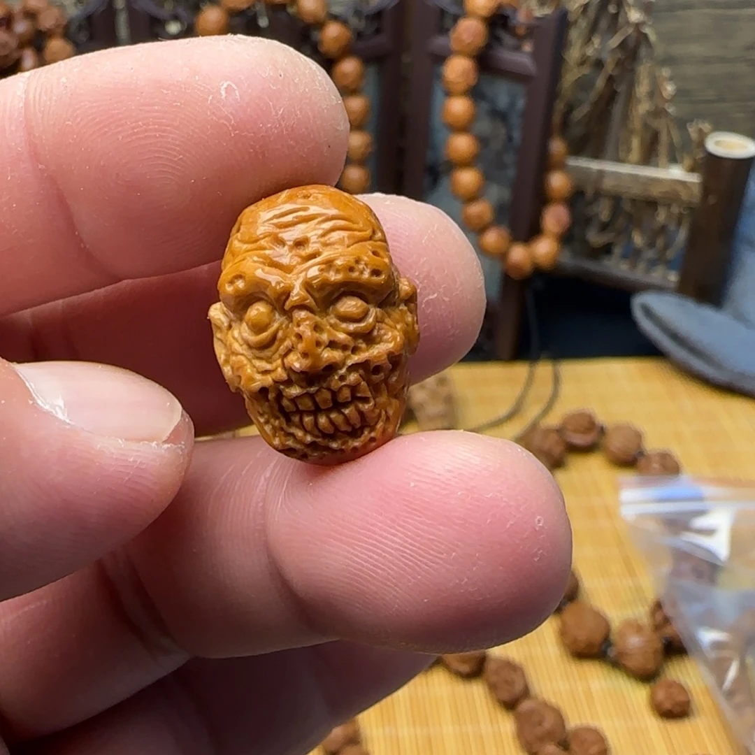 @***@橄榄核手串/手链橄榄核雕刻恶僧头