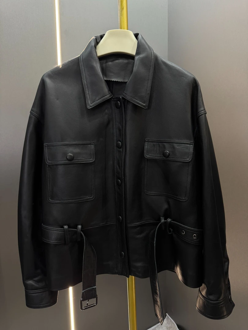 舍予SK-早秋新款机车头层绵羊皮外套