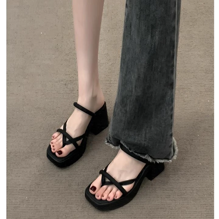 法式凉拖鞋女外穿高跟凉鞋女2025新款单鞋粗跟防滑不臭女款百搭