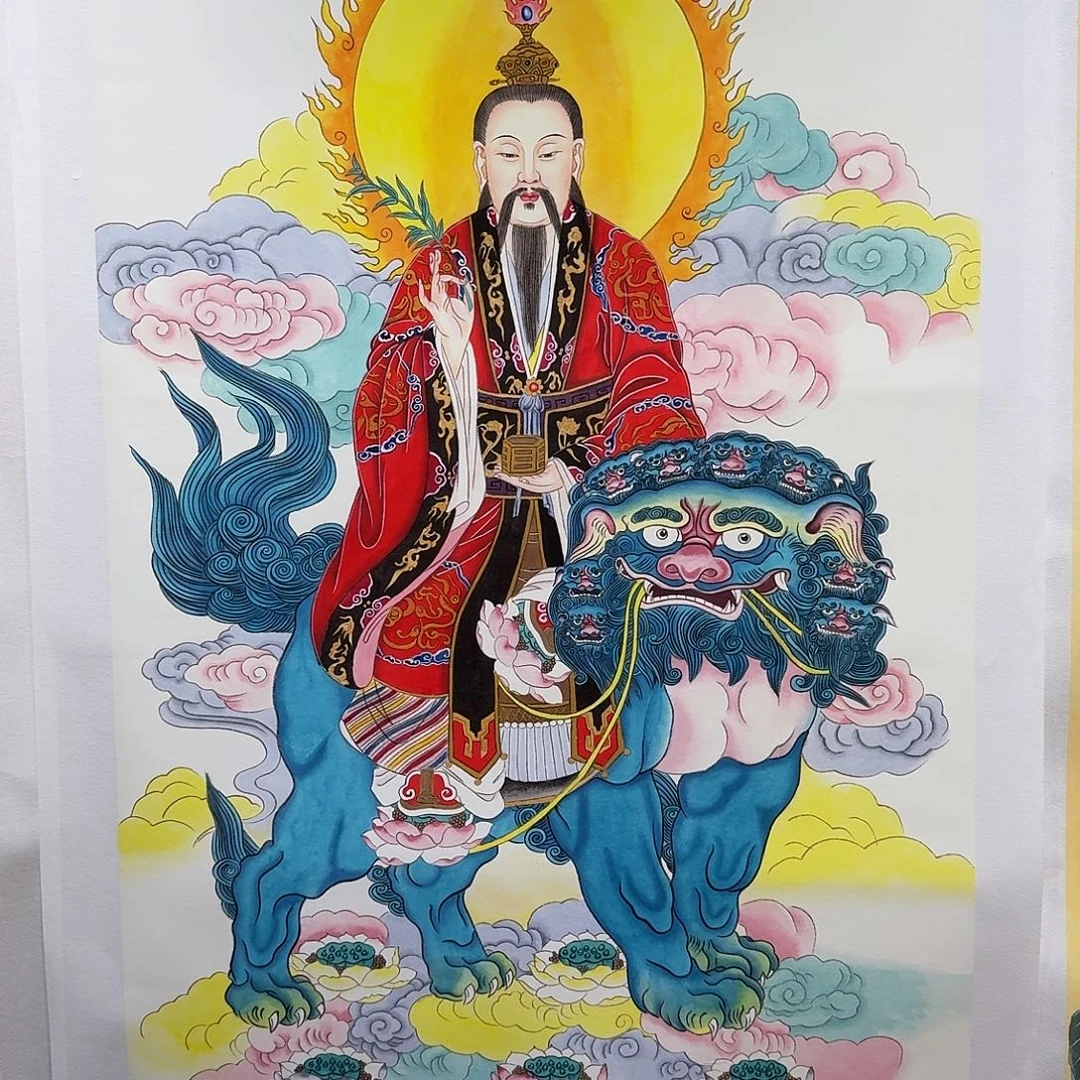 彭***。国画太乙救苦带装裱一副