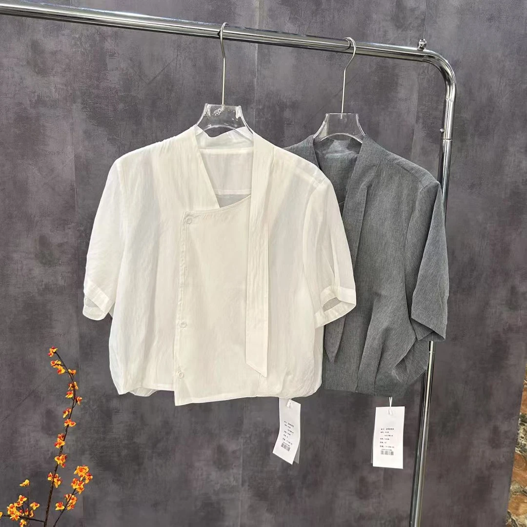 月月推荐 642设计感小众洋气独特别致短袖衬衫夏季衬衣宽松级感法