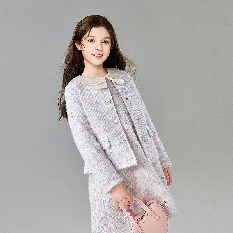 笛莎童装女童外套春季新款儿童洋气时尚渐变小香风上衣-932512601