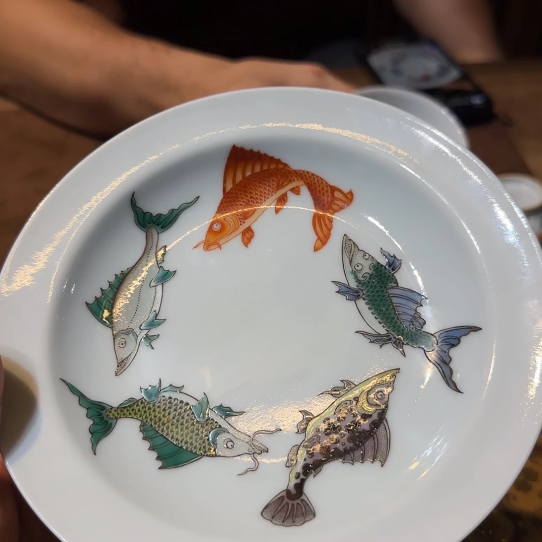 ****麒土燃柴窑五鱼壶承盘