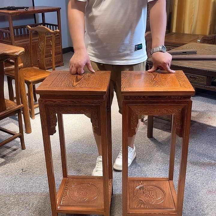 鸡翅木类家具80高花架