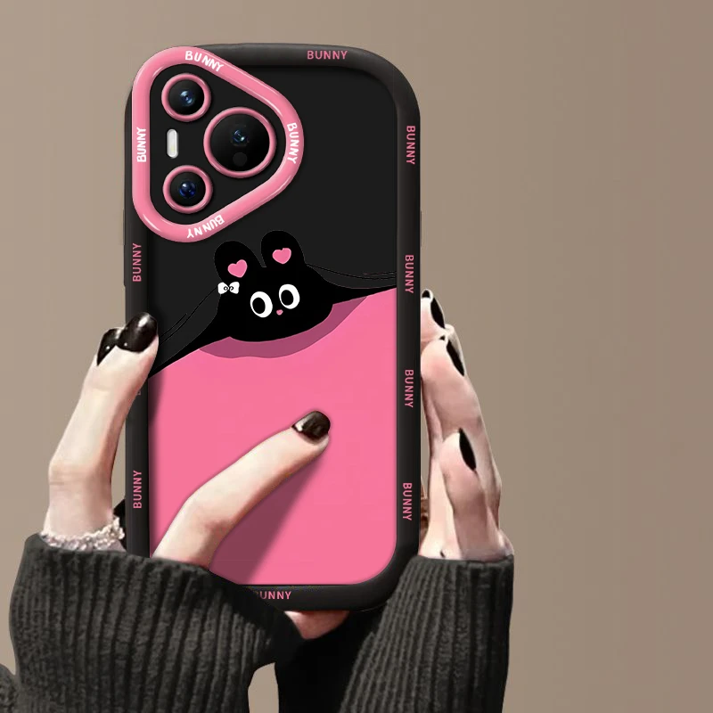 可爱趴趴兔子实色泡芙手机壳适用苹果16pro华为荣耀vivo小米oppo