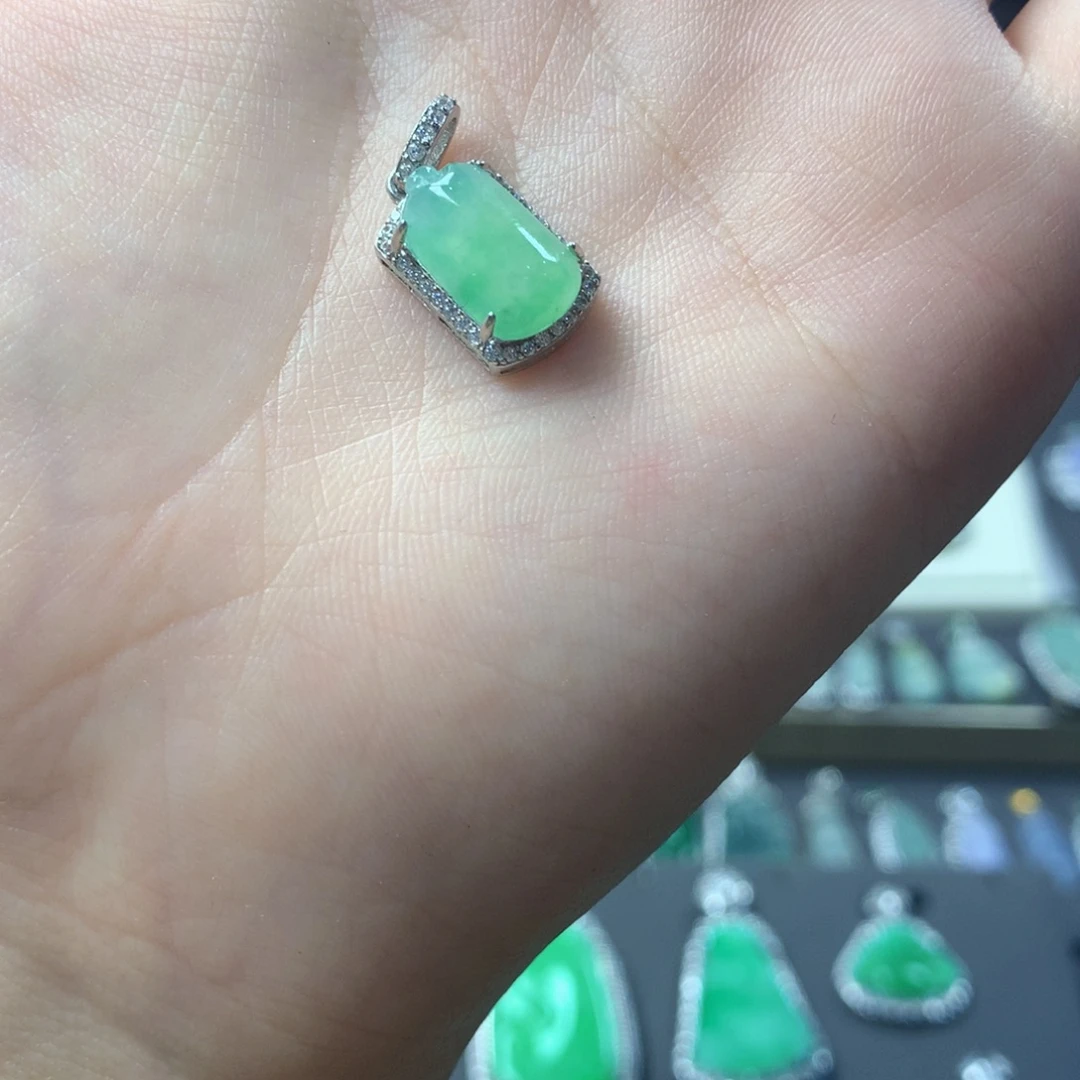 翡翠银S925镶嵌挂件