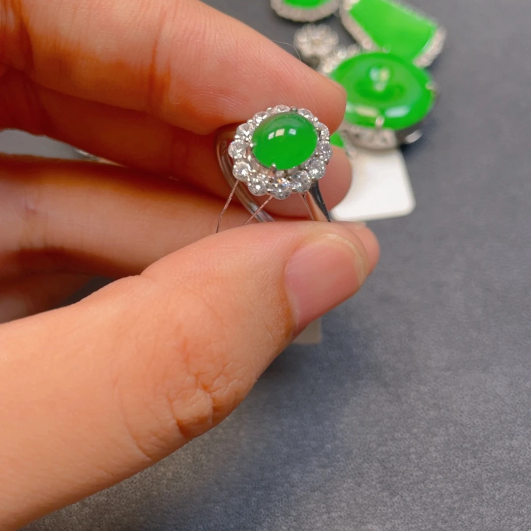 翡翠银S925镶嵌吊坠(不含链)