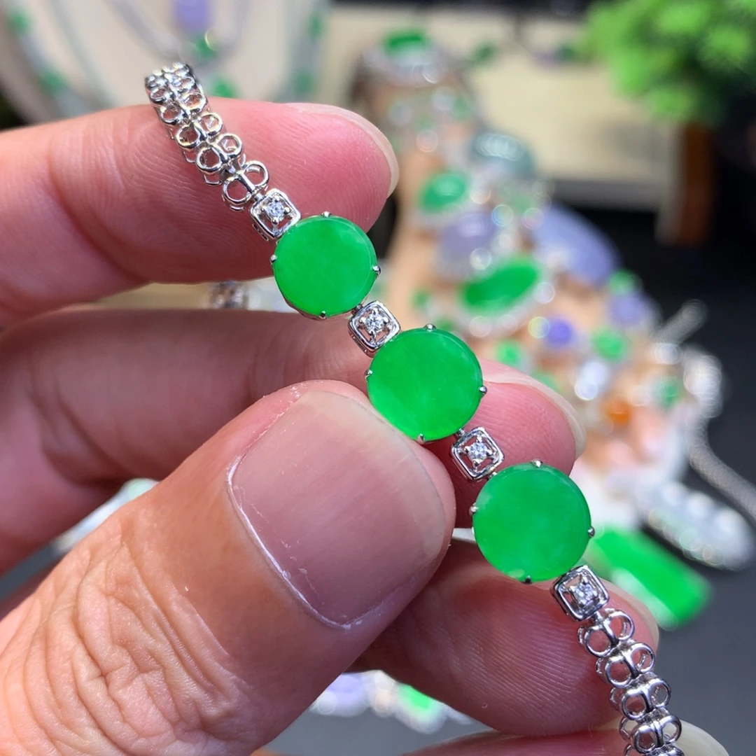 手链翡翠18K金镶嵌