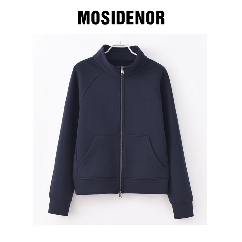 【双拉链立领】简约气质三层液态空气棉外套百搭时尚女卫衣秋款