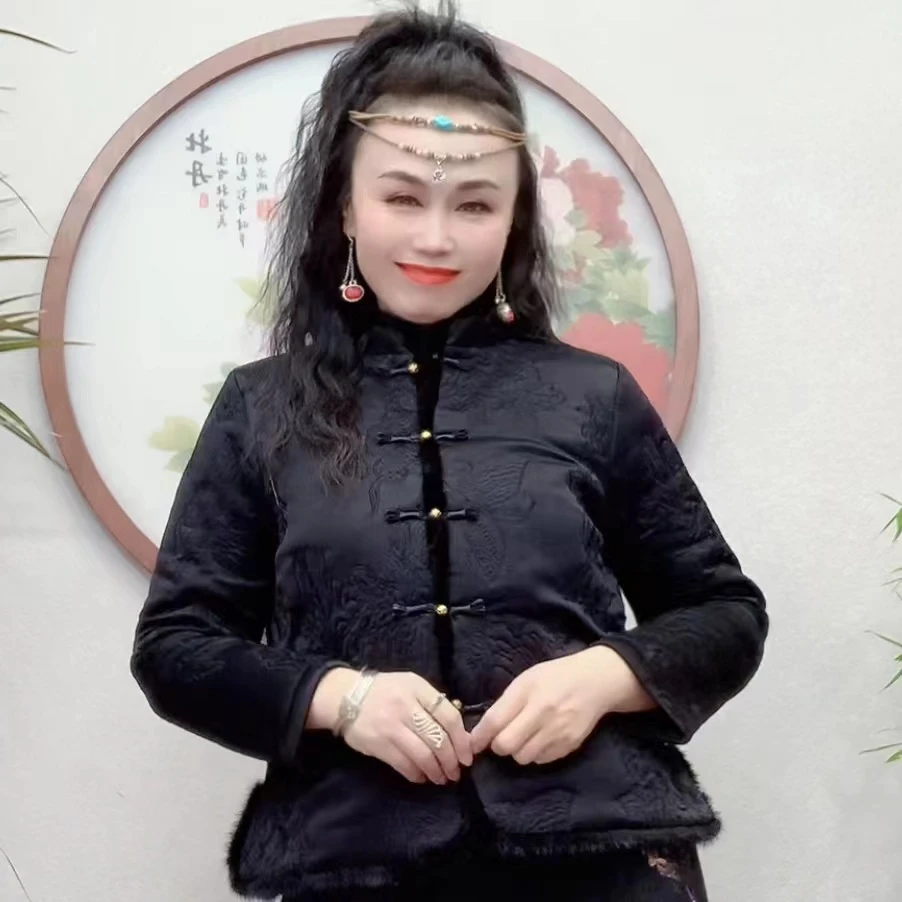 （衣长58左右）中式秋冬复古女款短棉服外套上衣6134