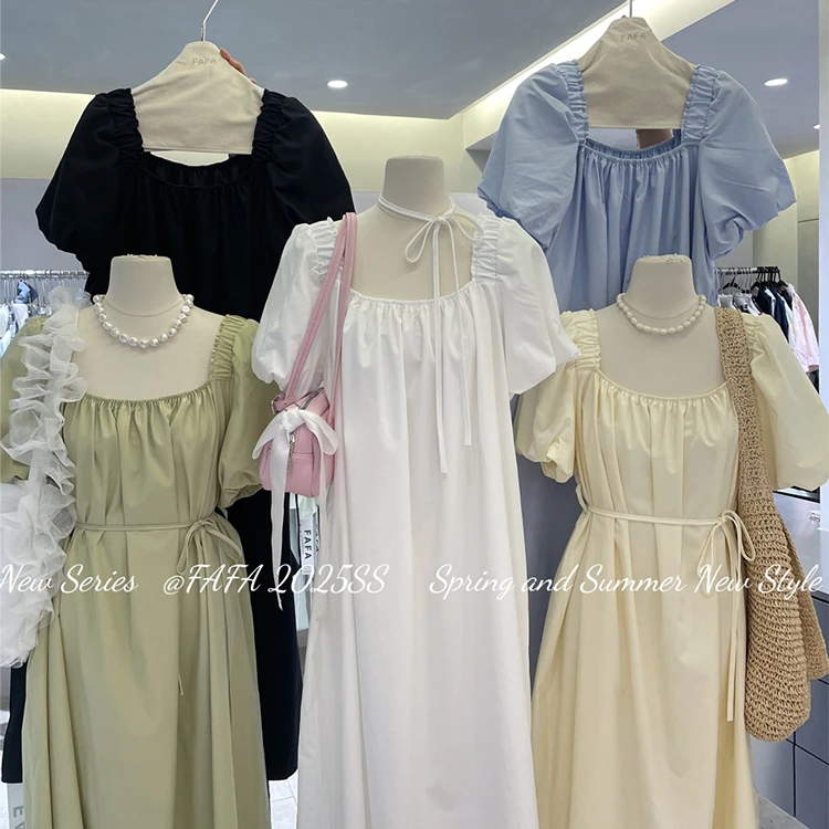 FAFA F6672大码夏季设计感短袖连衣裙宽松显瘦百搭时尚减龄长裙女