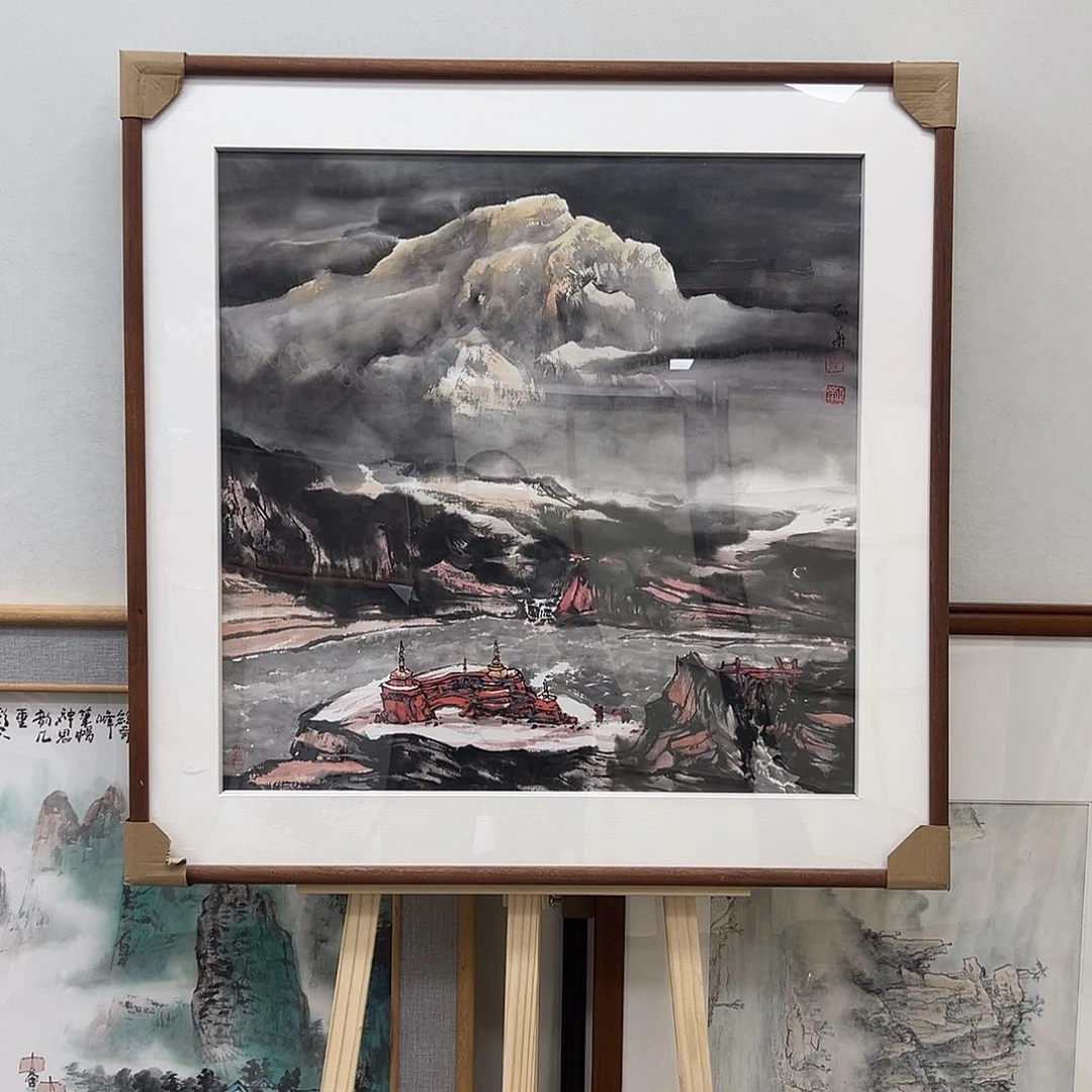 国画粟正华四尺斗方70*70精品佳作带框