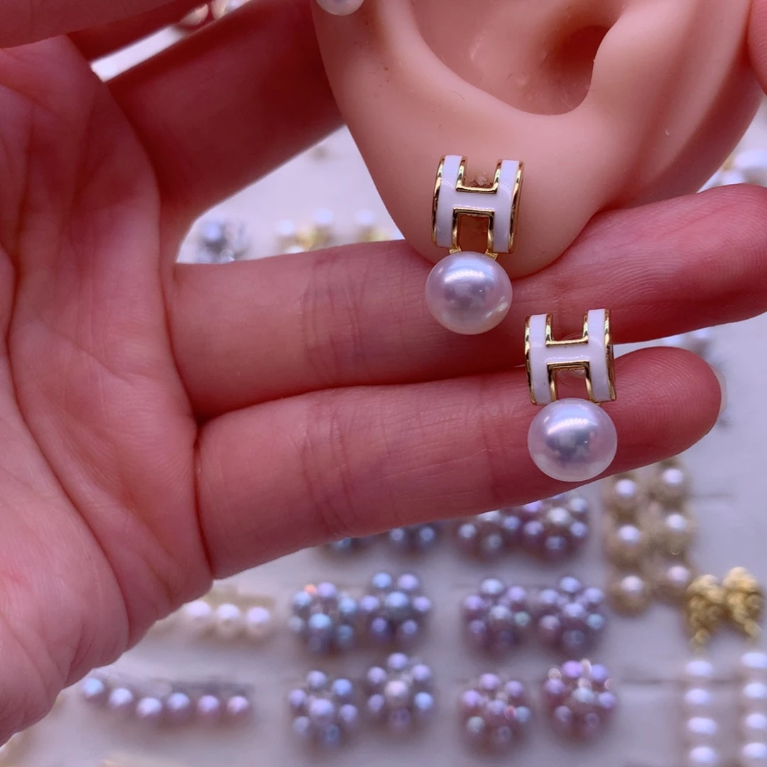 合金淡水珍珠耳饰
