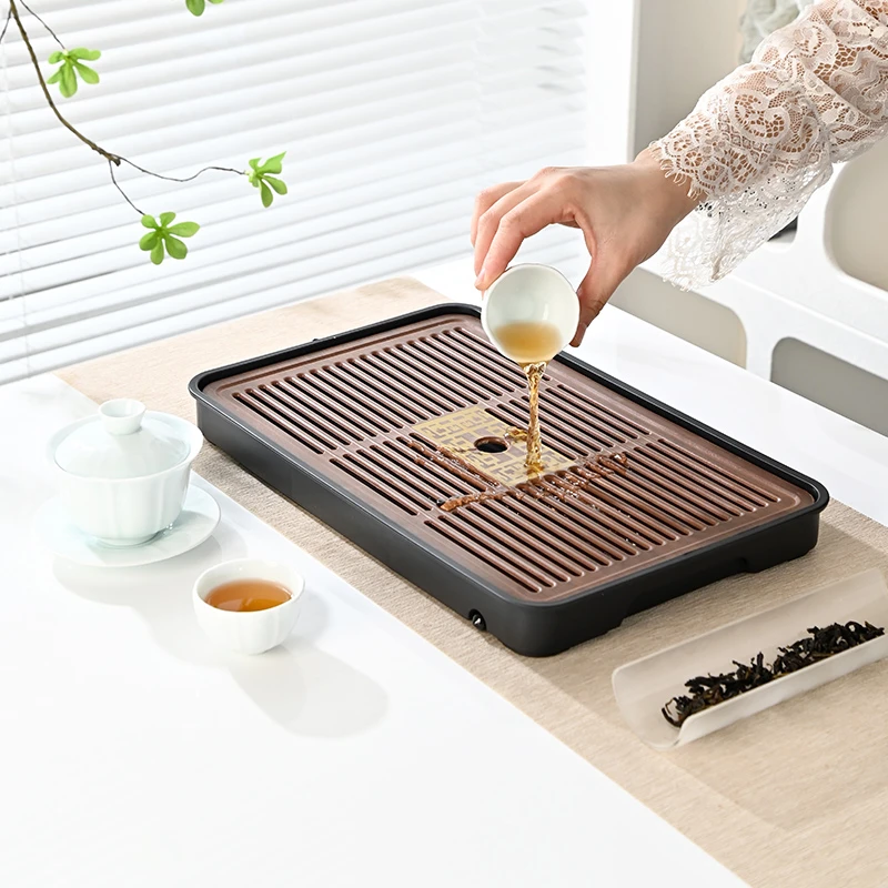 顾竹家用竹制茶盘长方形储水式功夫茶具茶台干泡盘简约轻奢