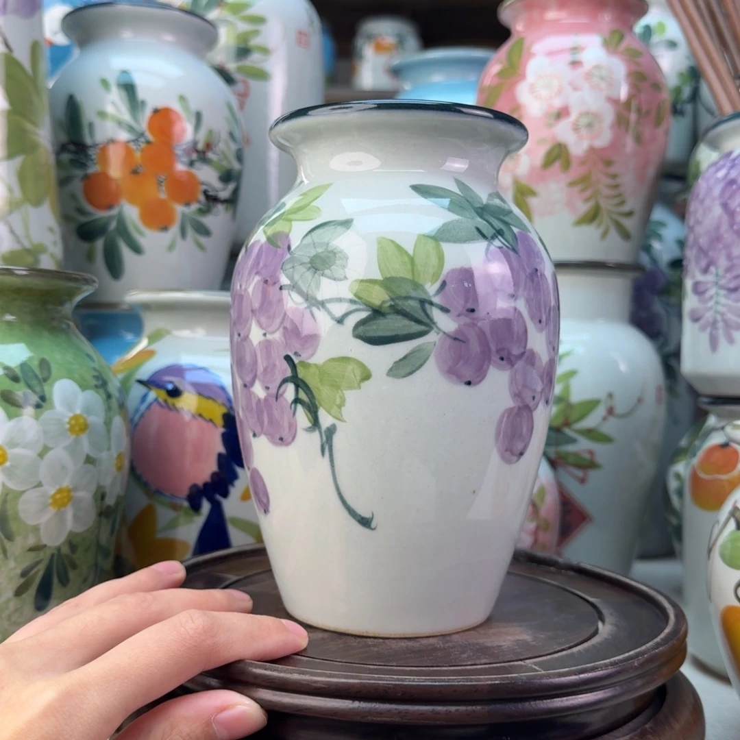 景德镇陶瓷手绘花瓶无孔