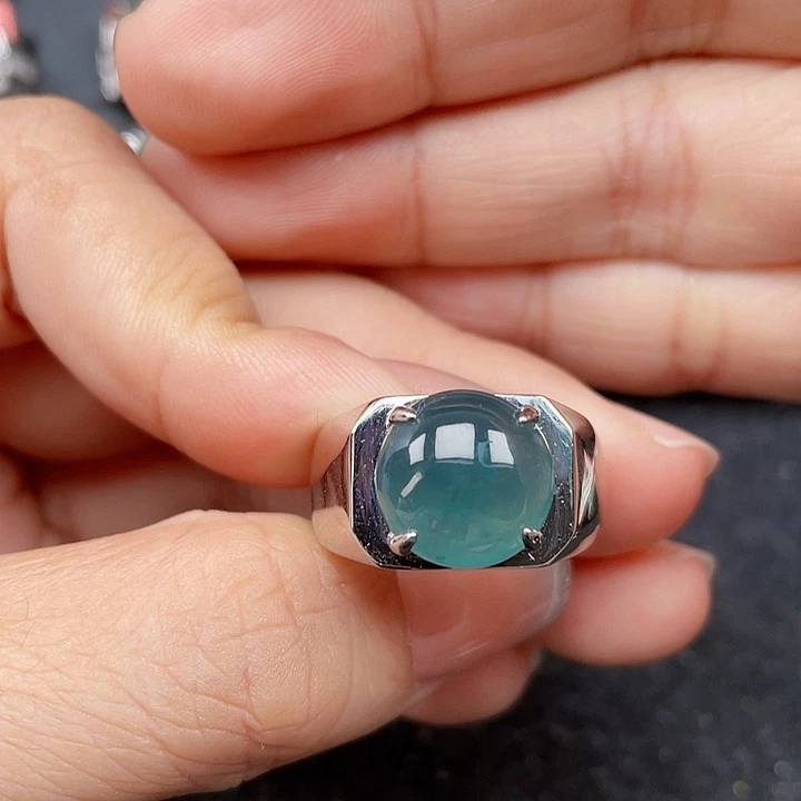 翡翠银S925镶嵌戒指编号3419没运费险