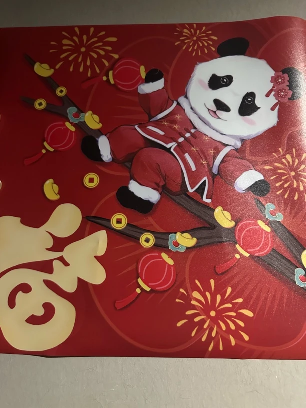 新年红色喜庆小公主静电年画