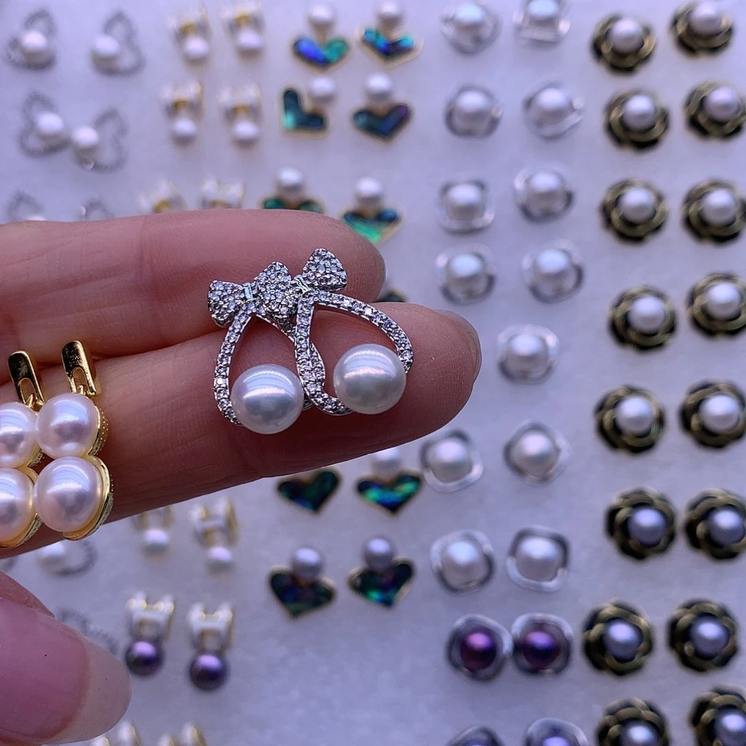 淡水珍珠耳饰合金