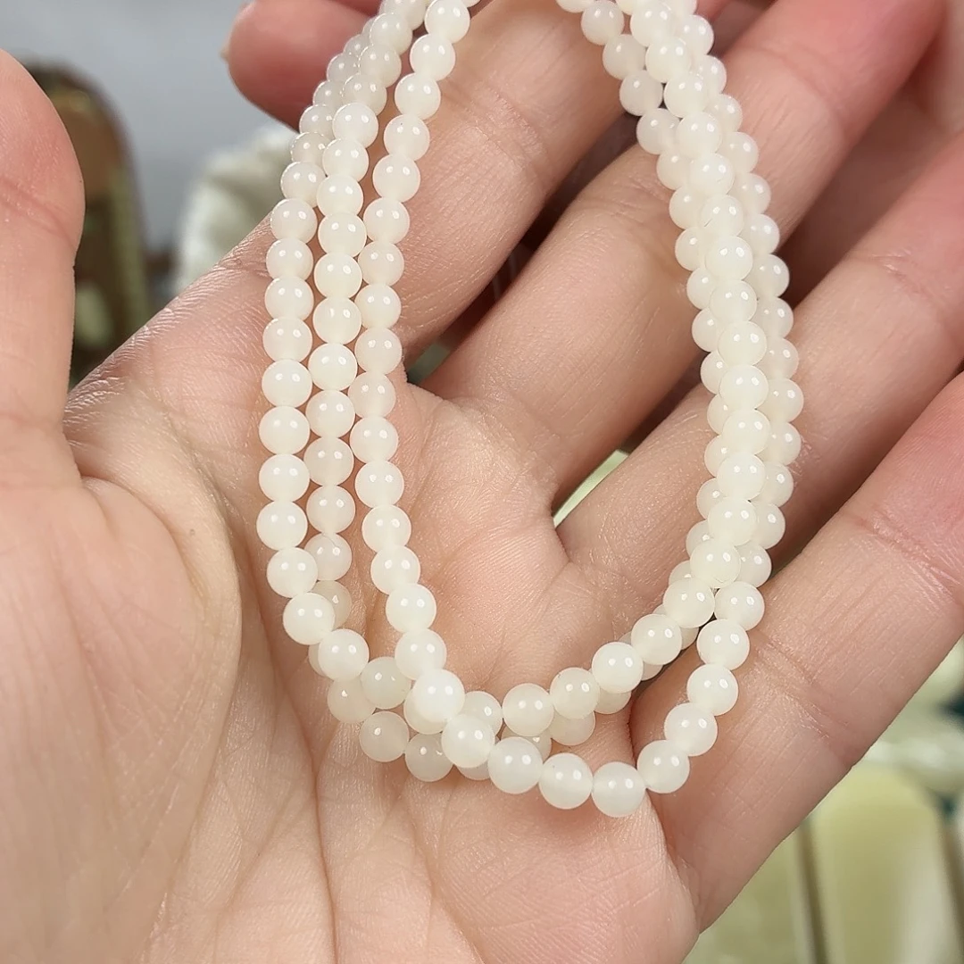 和田玉（白玉）未镶嵌手链且末米达108链卡4