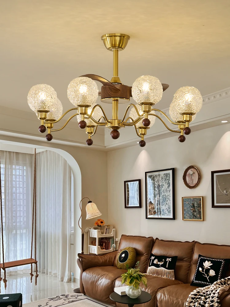 法式中古风客厅吊灯高级感设计师款美式田园复古实木餐厅卧室灯具