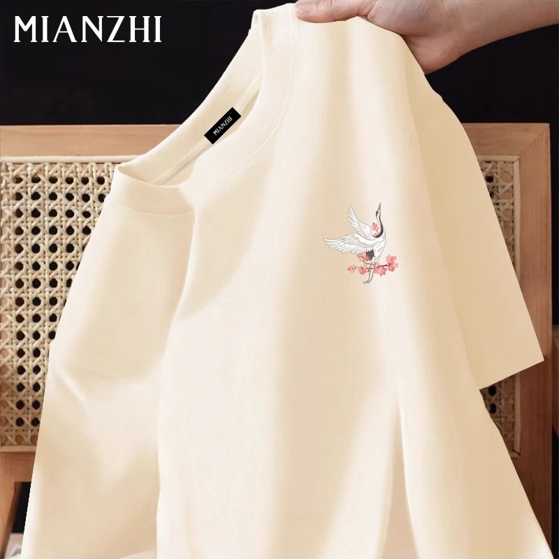 短袖t恤男青少年国潮大码白色秋季新款2025简约基础款体恤衫纯棉