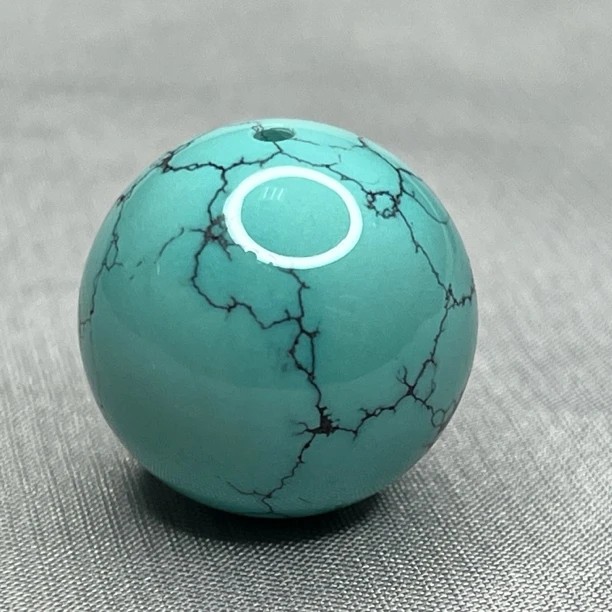 绿松石水草纹圆珠，直径19.4mm重10.94克
