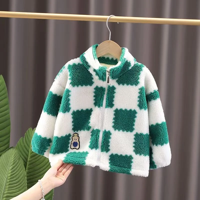羊羔外套秋冬加绒加厚2022新款洋气时髦宝宝男童女童冬装毛衣 F73