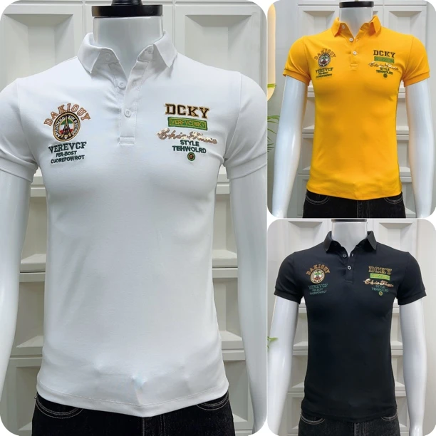 刺绣短袖修身型薄款男夏季Polo衫男士网红翻领韩版