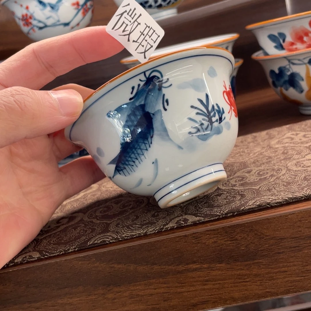 釉下手绘茶具微瑕