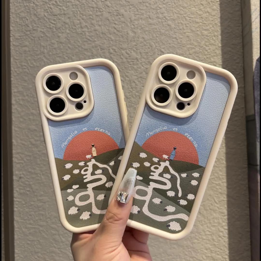 适用于「苹果/华为/小米/OPPO」蒙元素民族风硅胶壳网红镜头全包