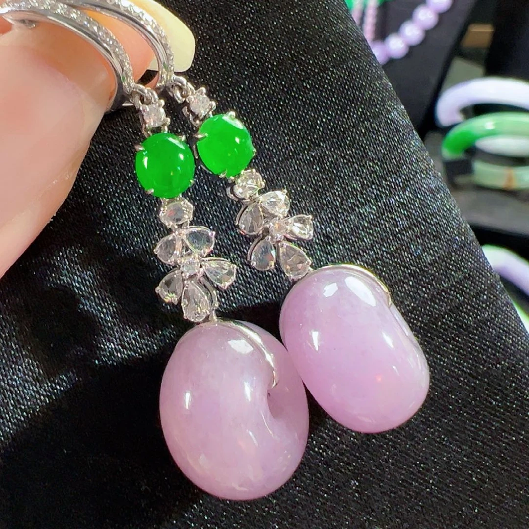 翡翠18K金镶嵌耳饰签收后24小时鉴赏期